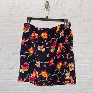 VTG 90s Floral Mini Faux Wrap Skirt
